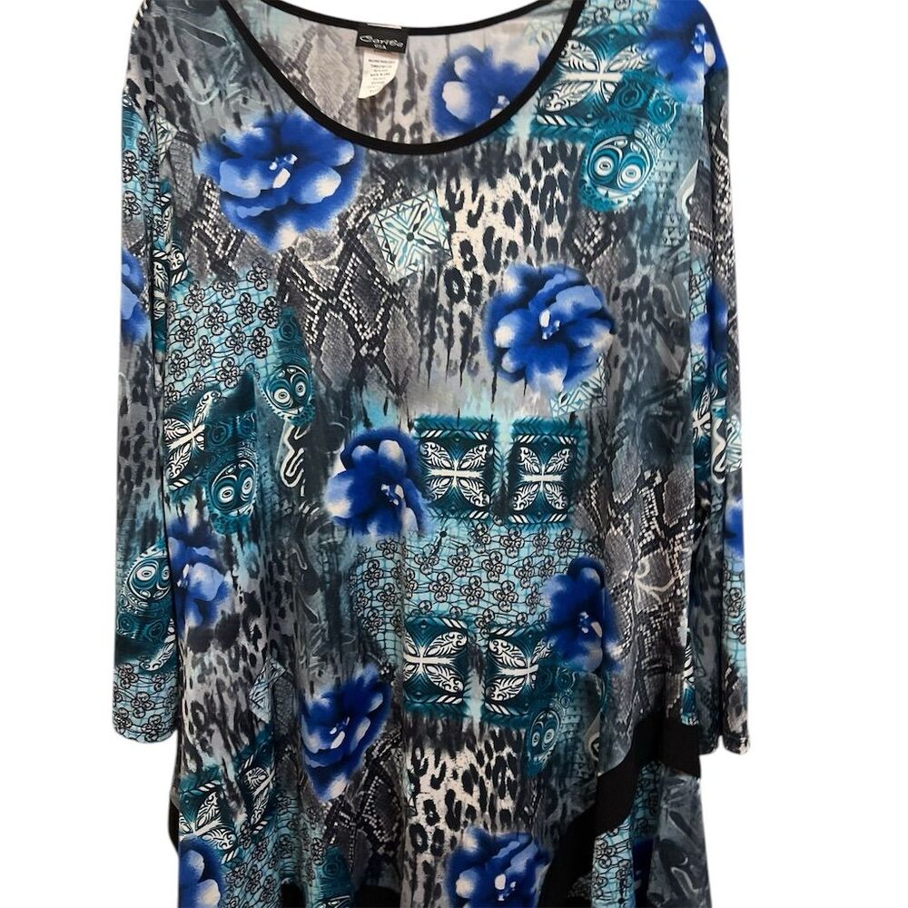 Caribe Women's XL Multicolor Geometric Tunic Blouse Casual Spring